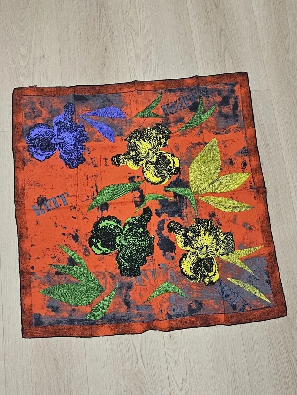 Vintage Saldarini Nordstrom 100% Silk Scarf 32x33 Floral Made in Italy